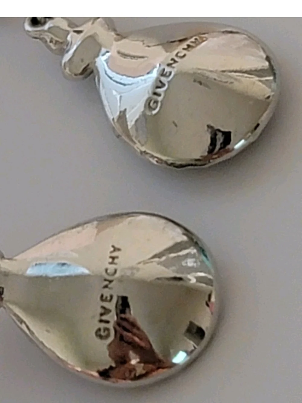 Givenchy Silver-Tone Earrings with Deep Blue Teardrop Crystals